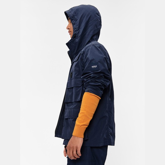 Aigle Breathable Waterproof Parkas Men Navy ZA-42697